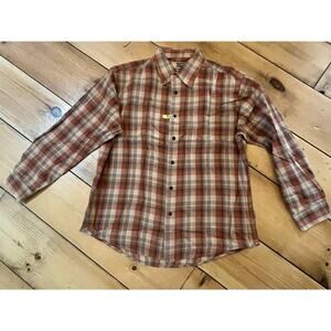 G.H Bass Earth Men's Flannel Button Down Shirt. Size large. earthy colors